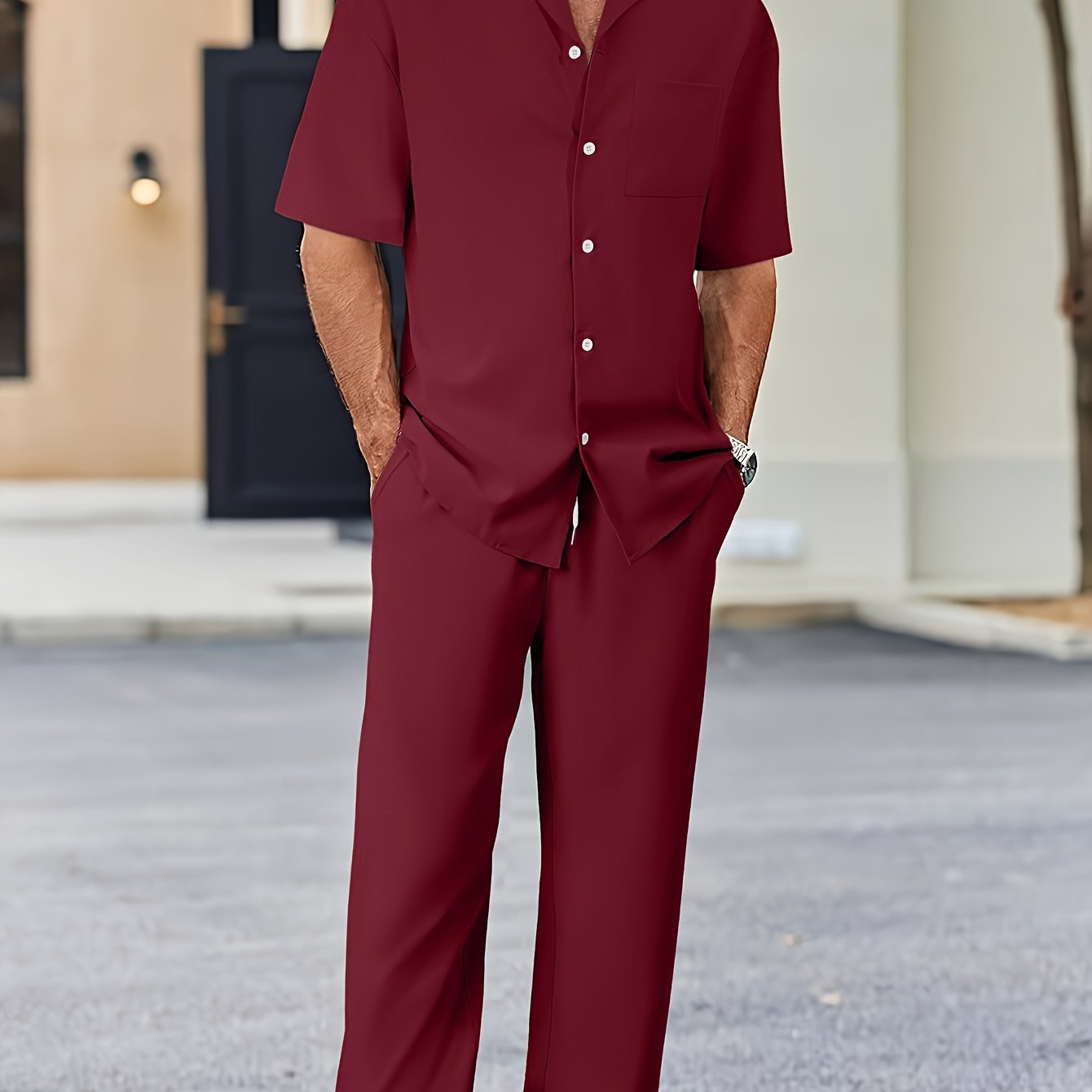 Men's Shirt & Pants Set, Suit-Inspired Casual
