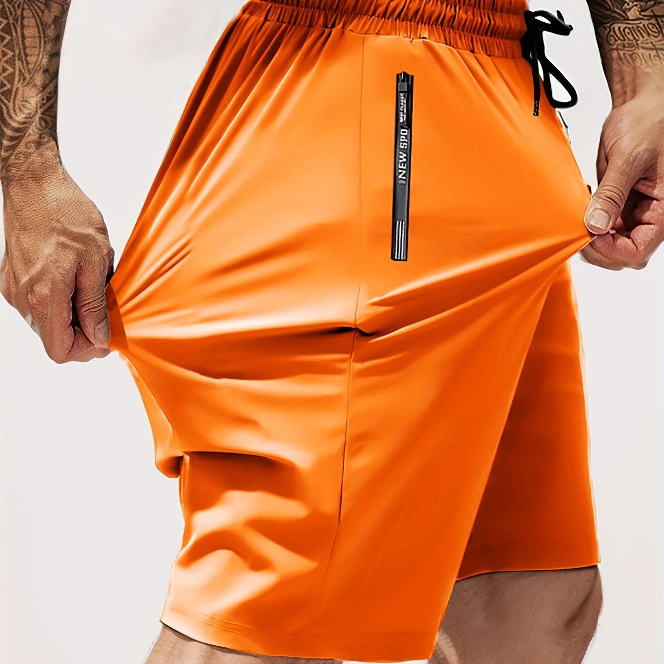 Men's Gym Shorts, Stretch Breathable, Zip Pockets