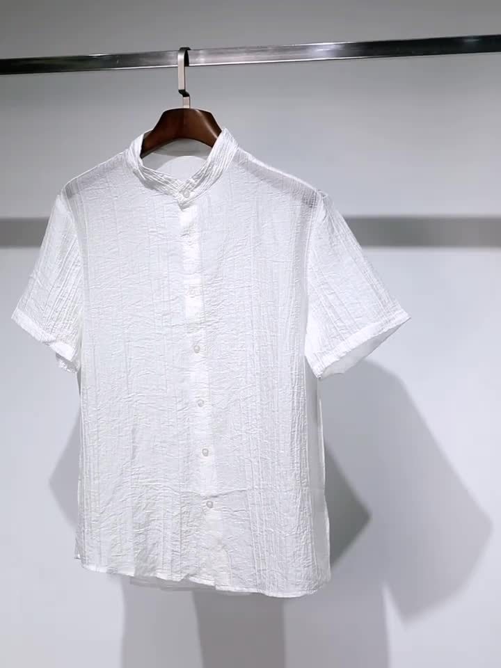 Men's Short-Sleeve Shirt, Print, Stand-Up Collar