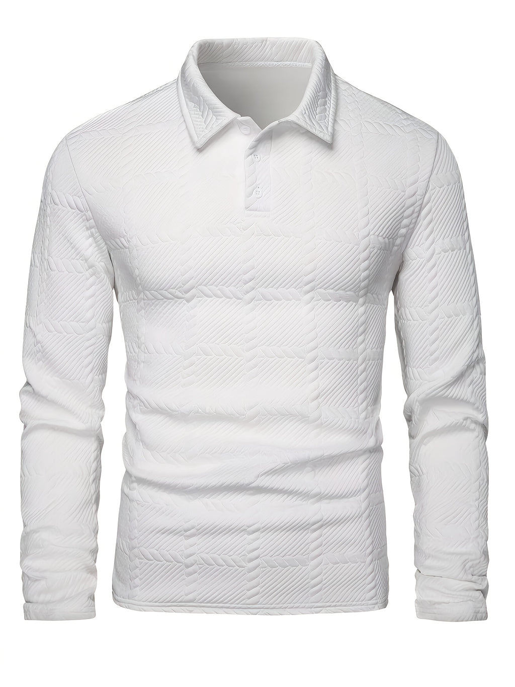 Men's Knit Polo Shirt, Jacquard Texture