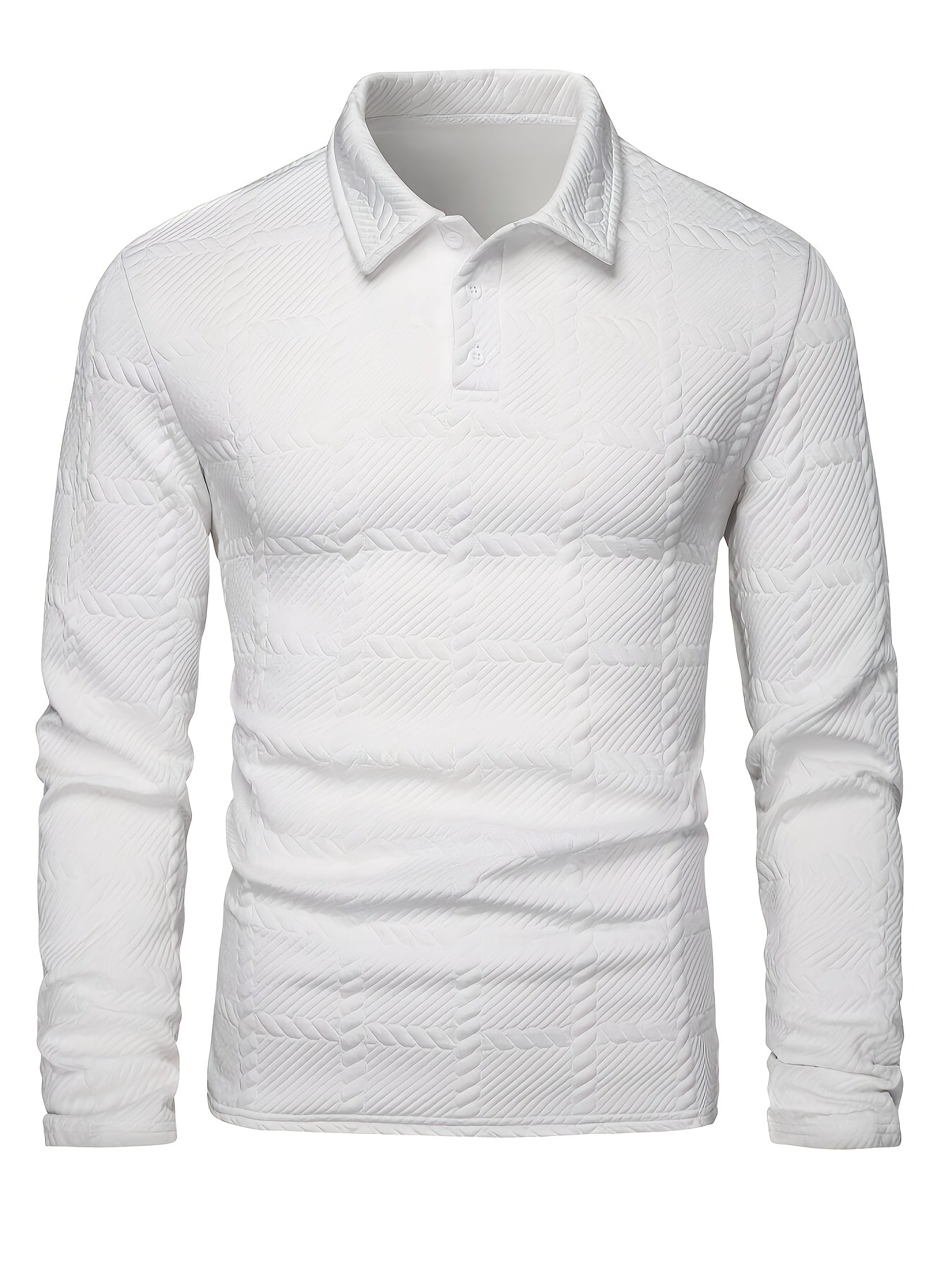 Men's Knit Polo Shirt, Jacquard Texture