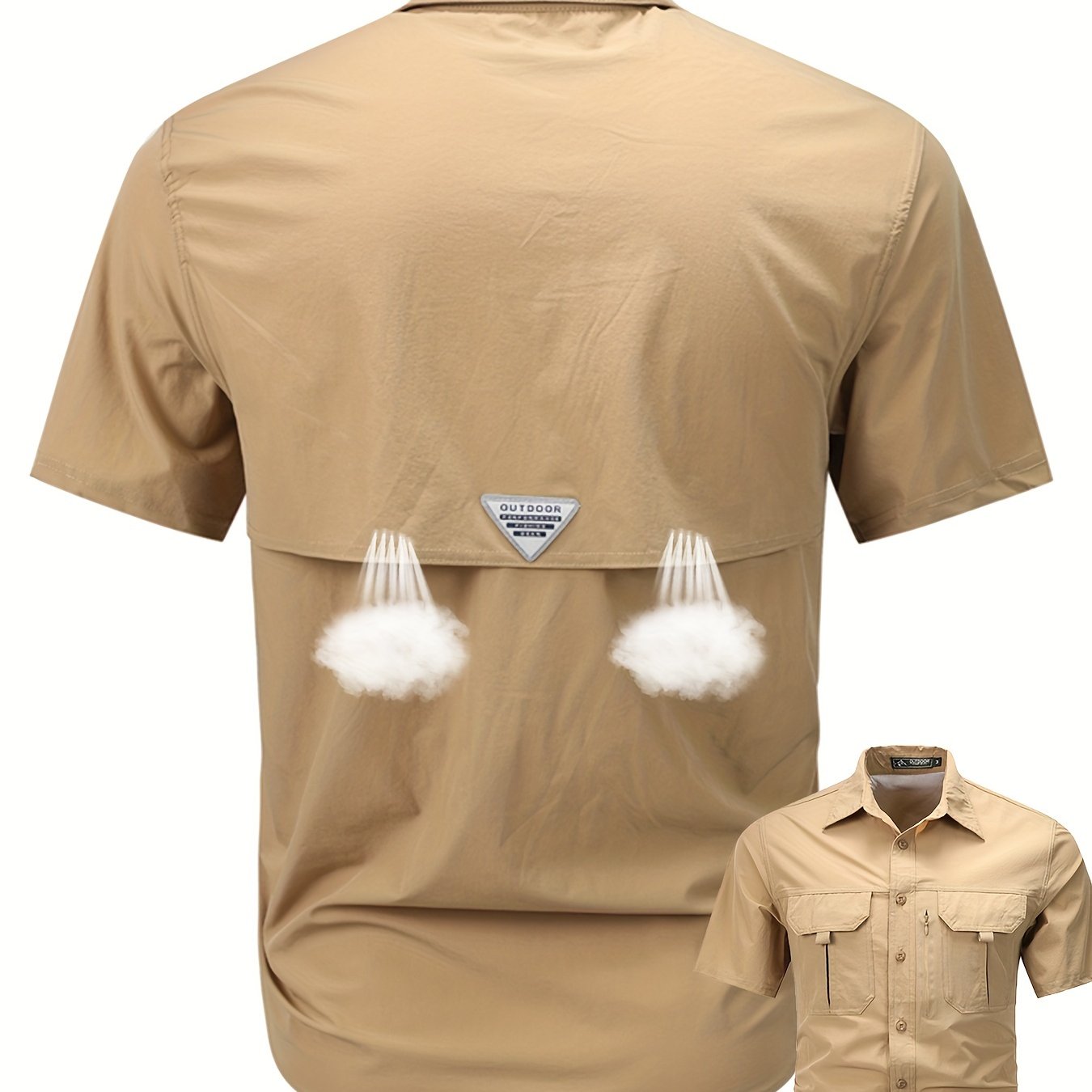 Men's Short-Sleeve Cargo Shirt, Flap Pockets, Breathable
