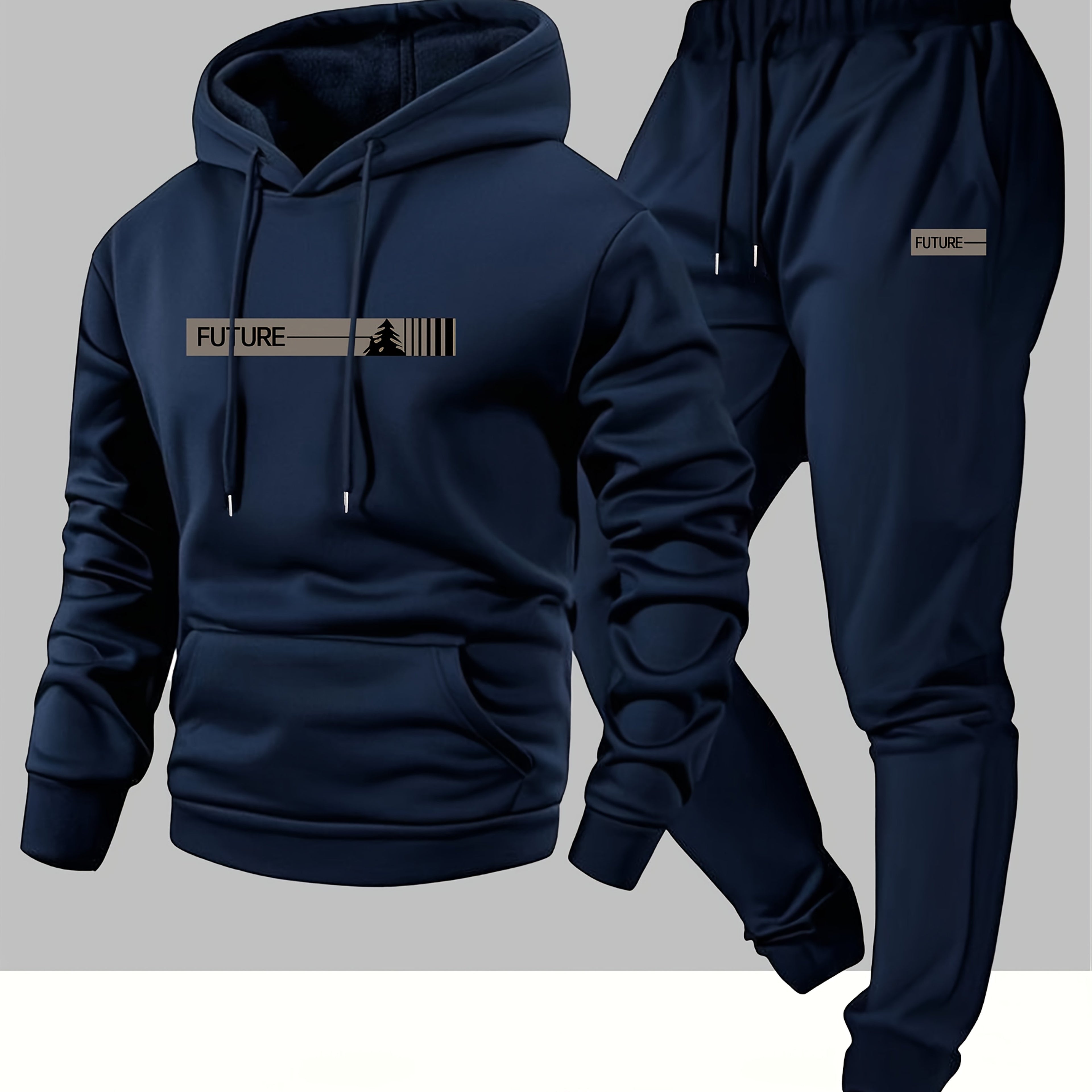 Men's Hoodie & Sweatpants Set, Casual Sport