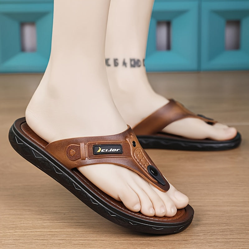 Men's Toe-Post Flip-Flops, Non-Slip Beach