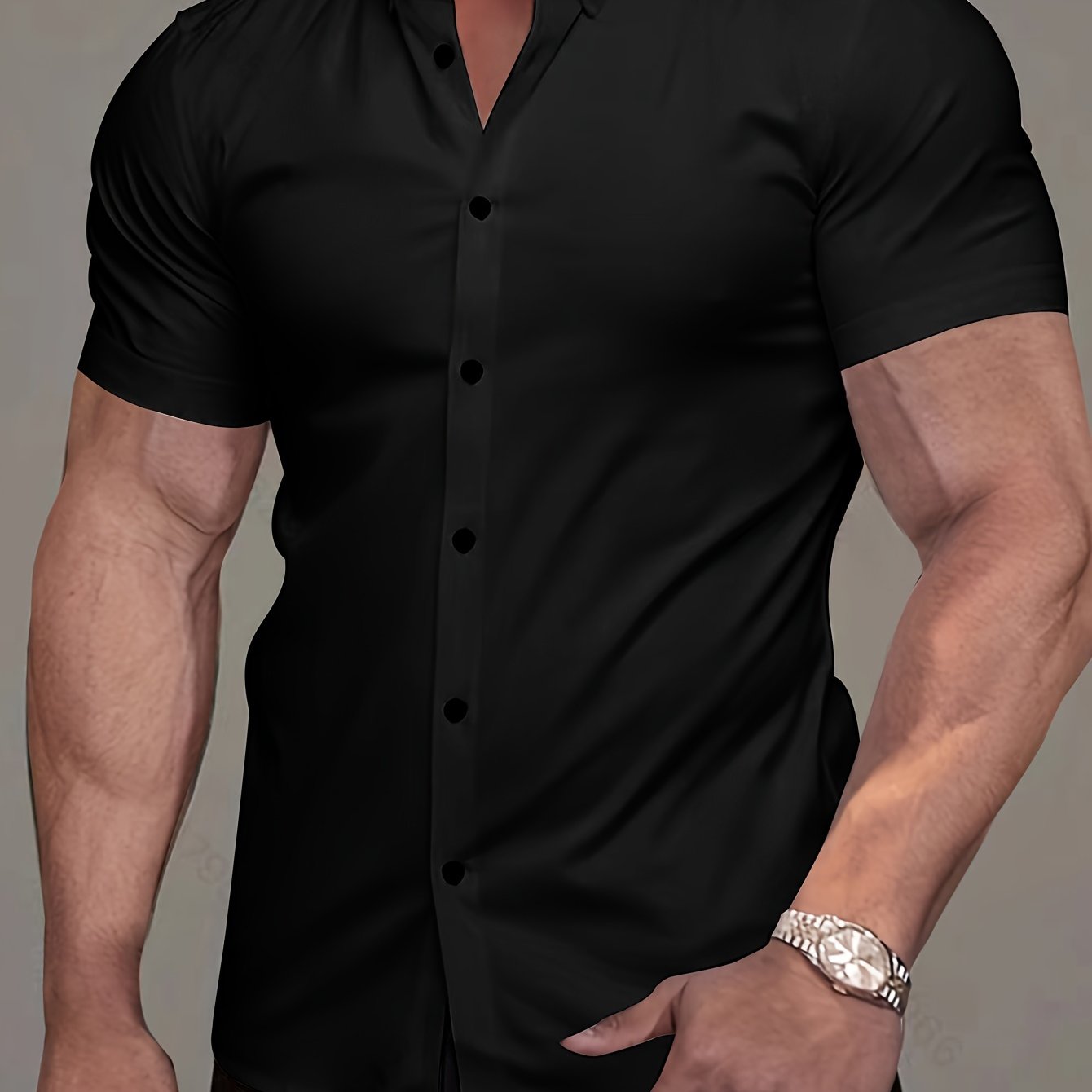 Men's Short-Sleeve Shirt, Lapel, Business Casual