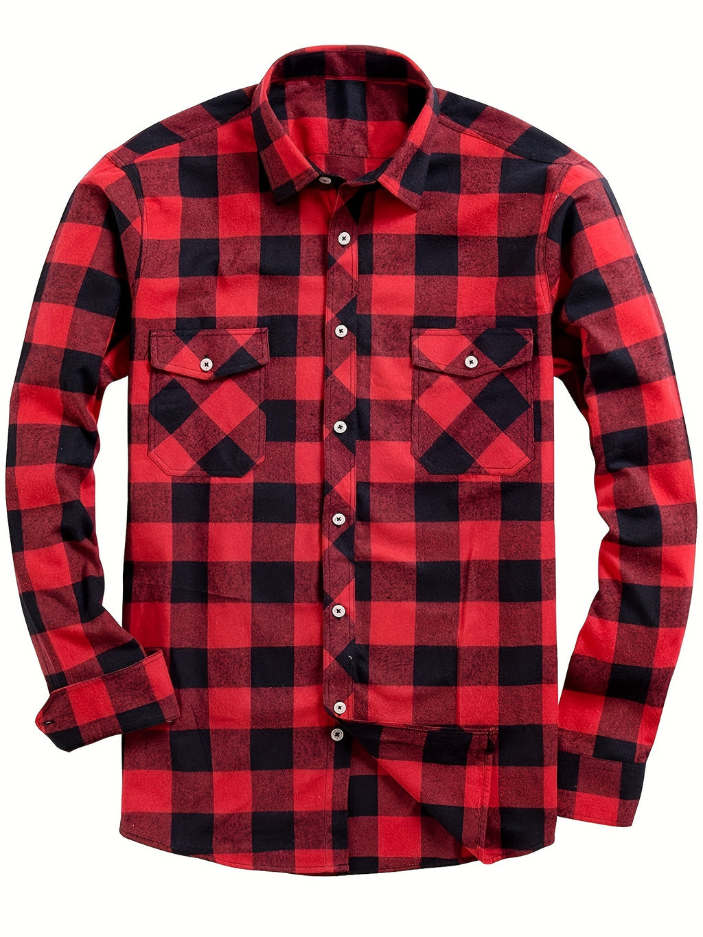 Men's Flannel Plaid Shirt, Long-Sleeve Casual