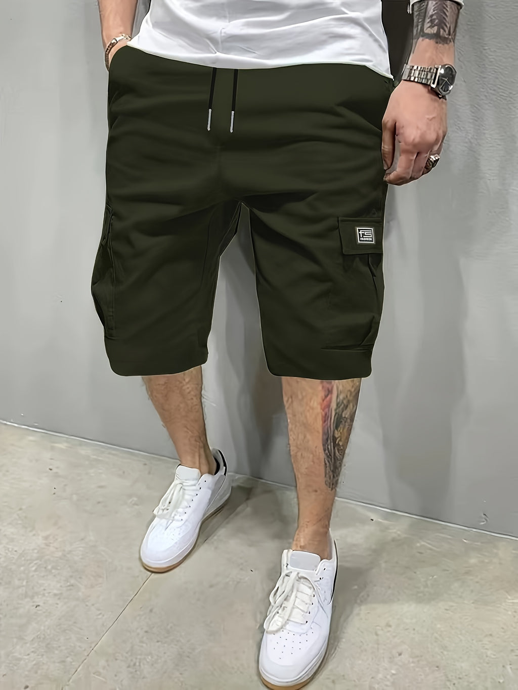 Men's Cargo Shorts, Loose Athletic Mid-Length, Summer Casual