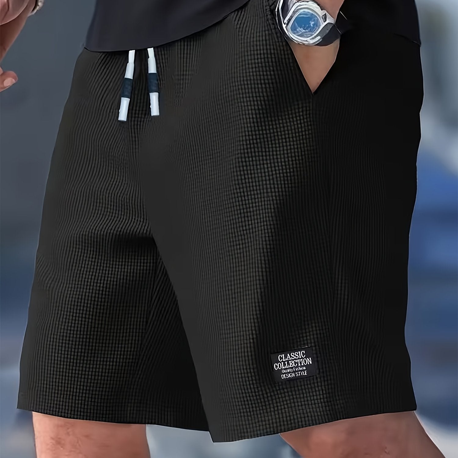 Men's Waffle Athletic Shorts, Lightweight, Multi-Pocket Drawstring
