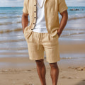 Men's Woven Shirt & Shorts Set, Quick-Dry