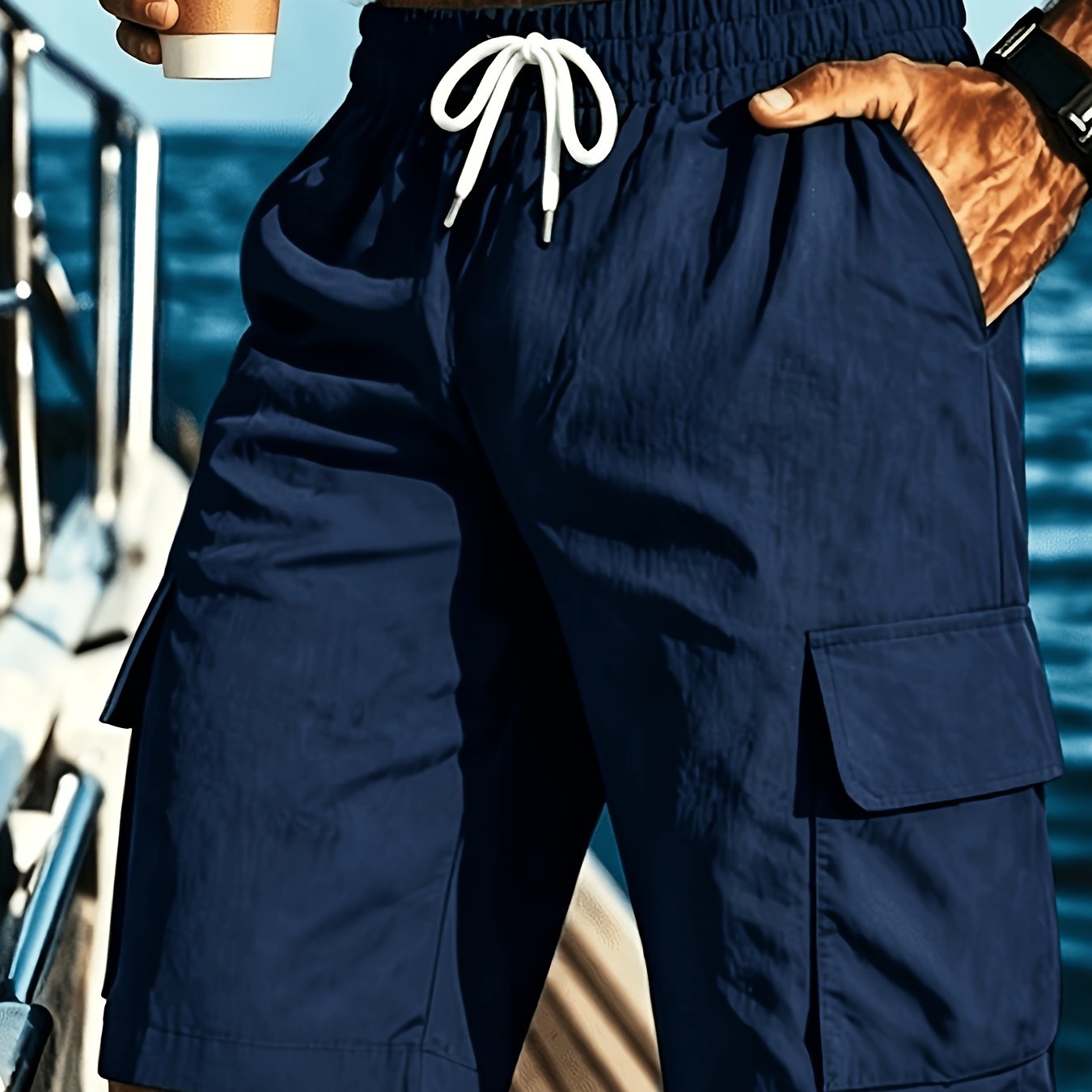 Men's Lightweight Casual Shorts, Elastic Waist Drawstring