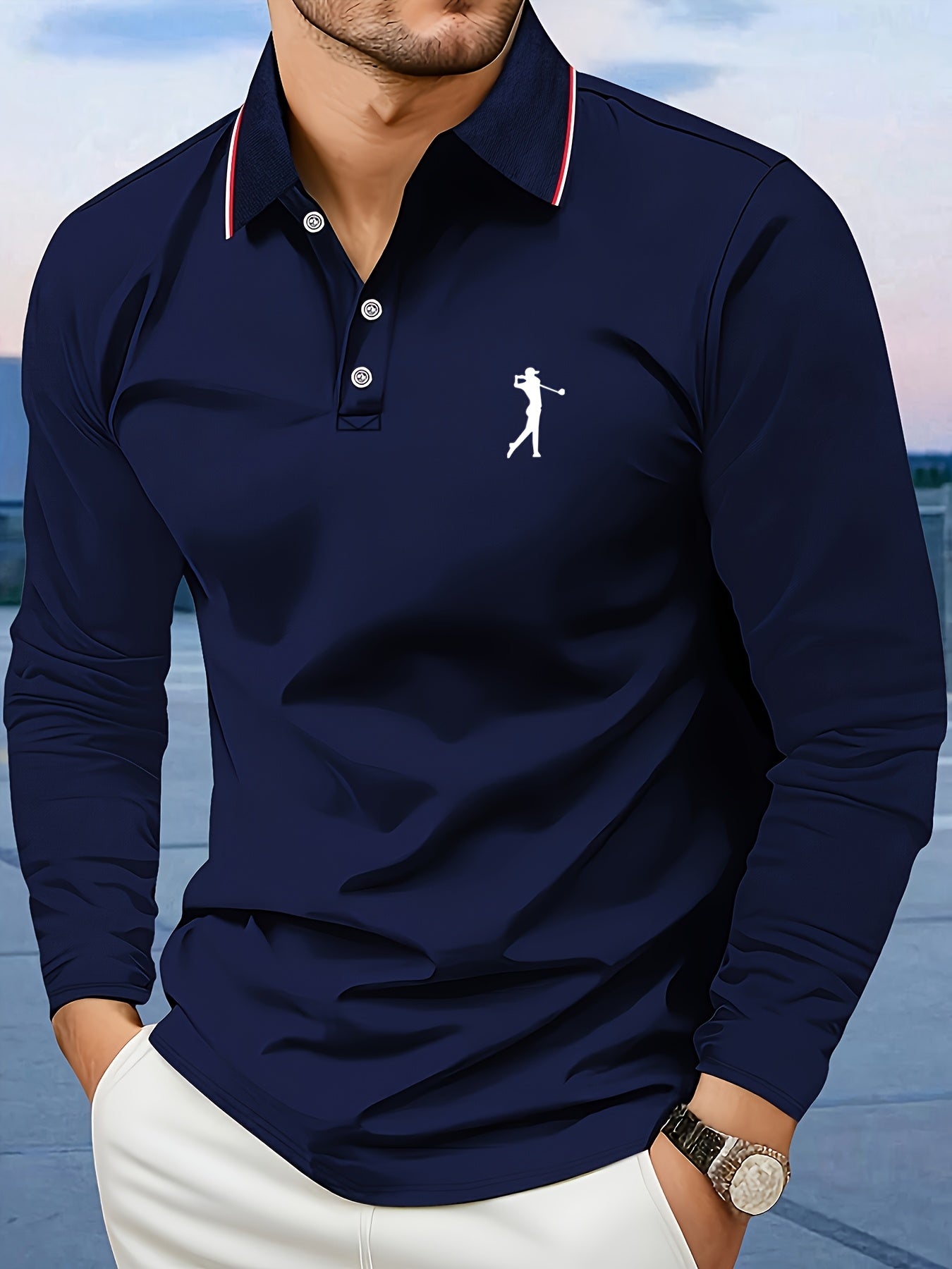 Men's Long-Sleeve Shirt, Printed, Collared Breathable