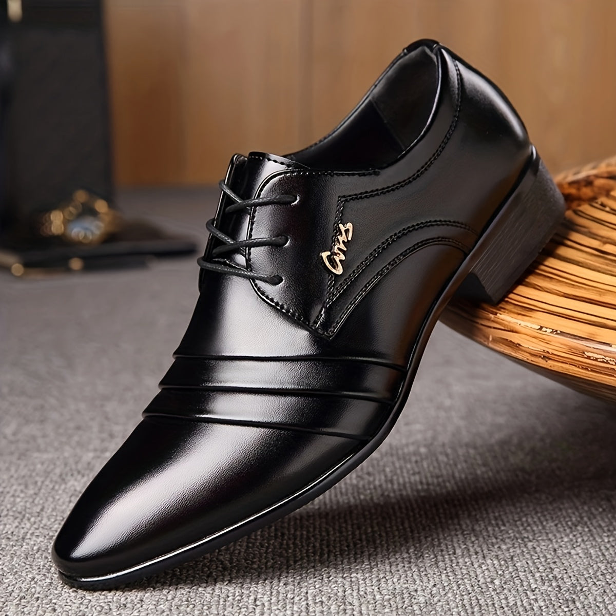 Men's Lace-Up Pointed-Toe Dress Loafers, Low-Top