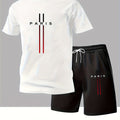 Men's Printed T-Shirt & Shorts Set, Short-Sleeve