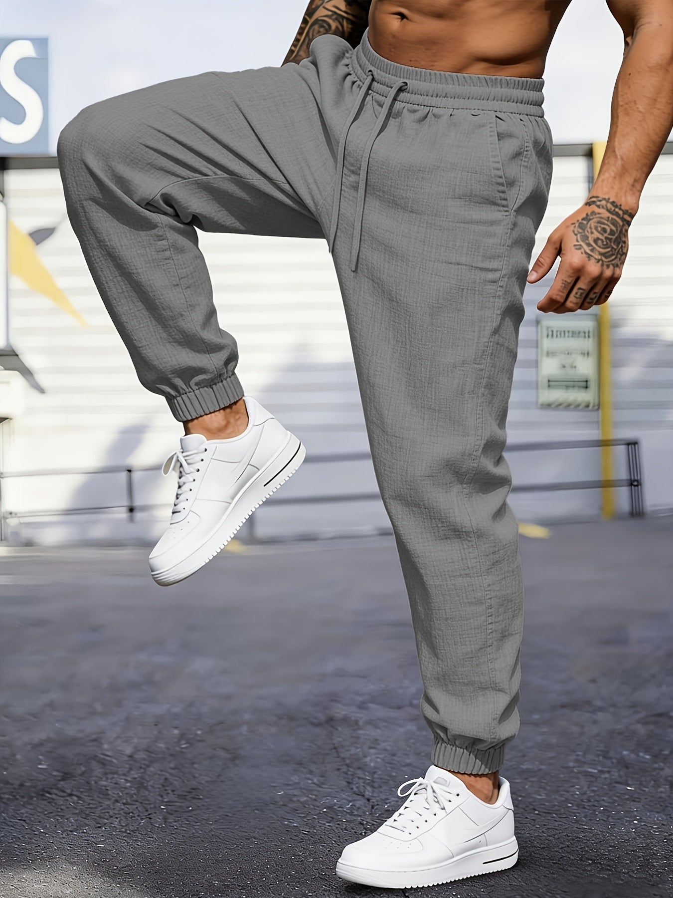Men's Linen Joggers, Lightweight, Drawstring