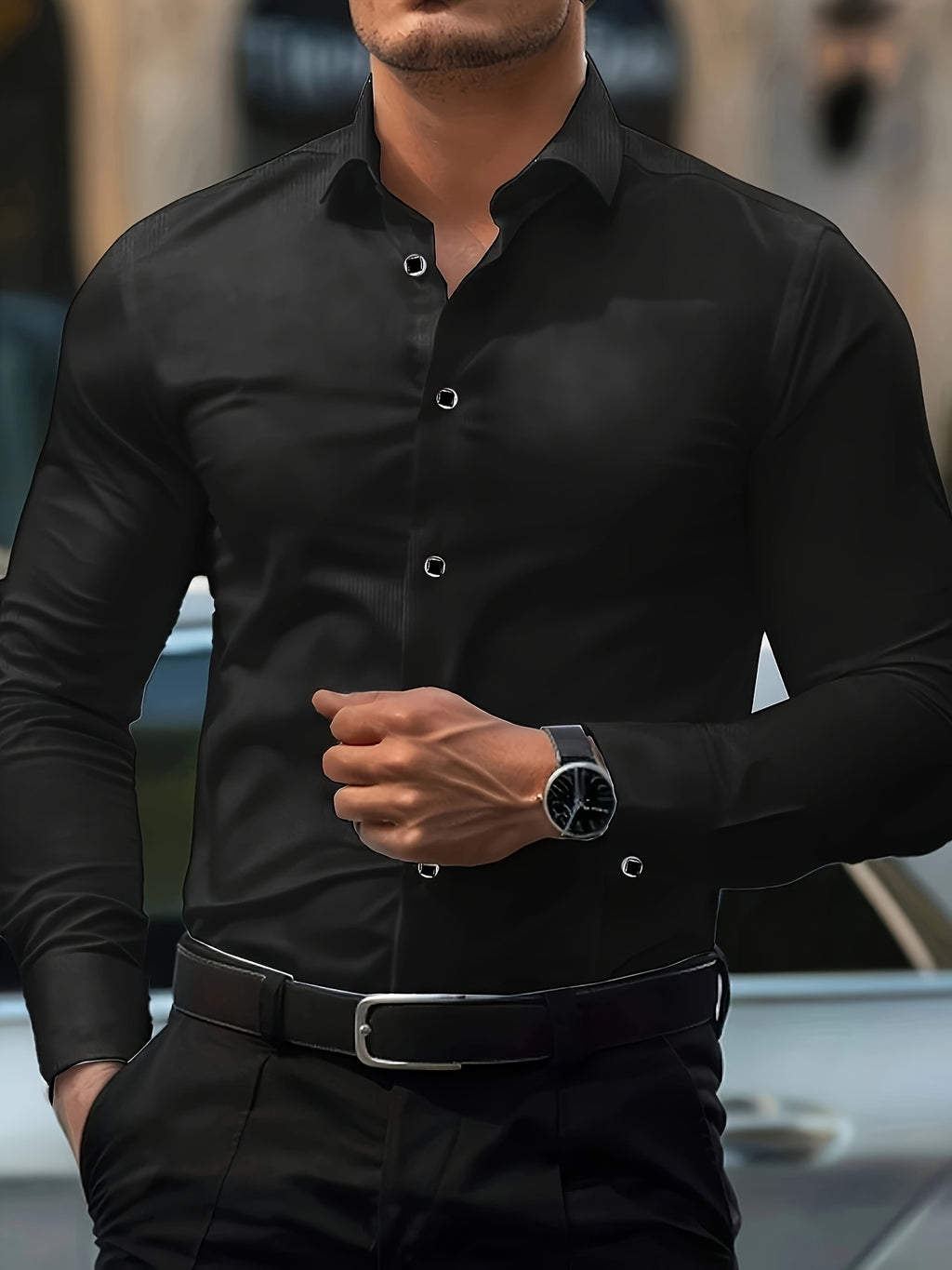 Men's Long-Sleeve Shirt, Slim-Fit, Smooth Formal