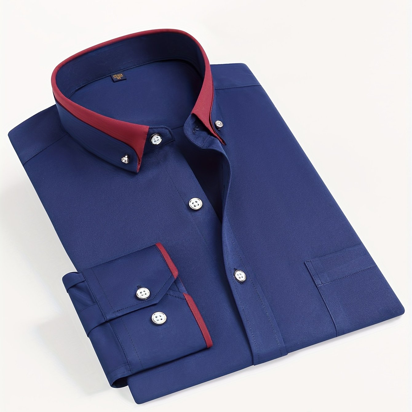 Men's Long-Sleeve Shirt, Color-Block, Stretch Dress