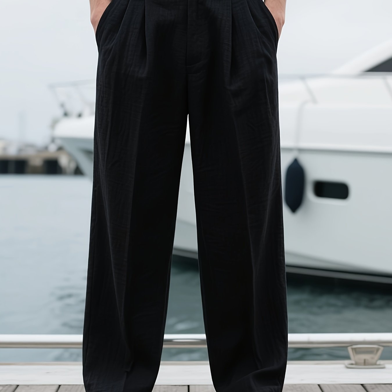 Men's Linen-Blend Slacks, Loose-Fit Business Casual