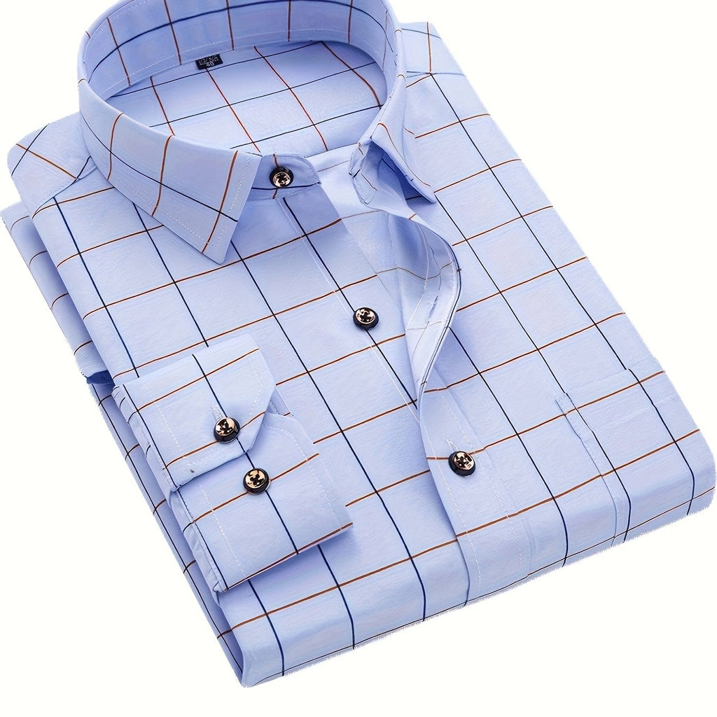 Men's Long-Sleeve Shirt, Plaid, Business Dress