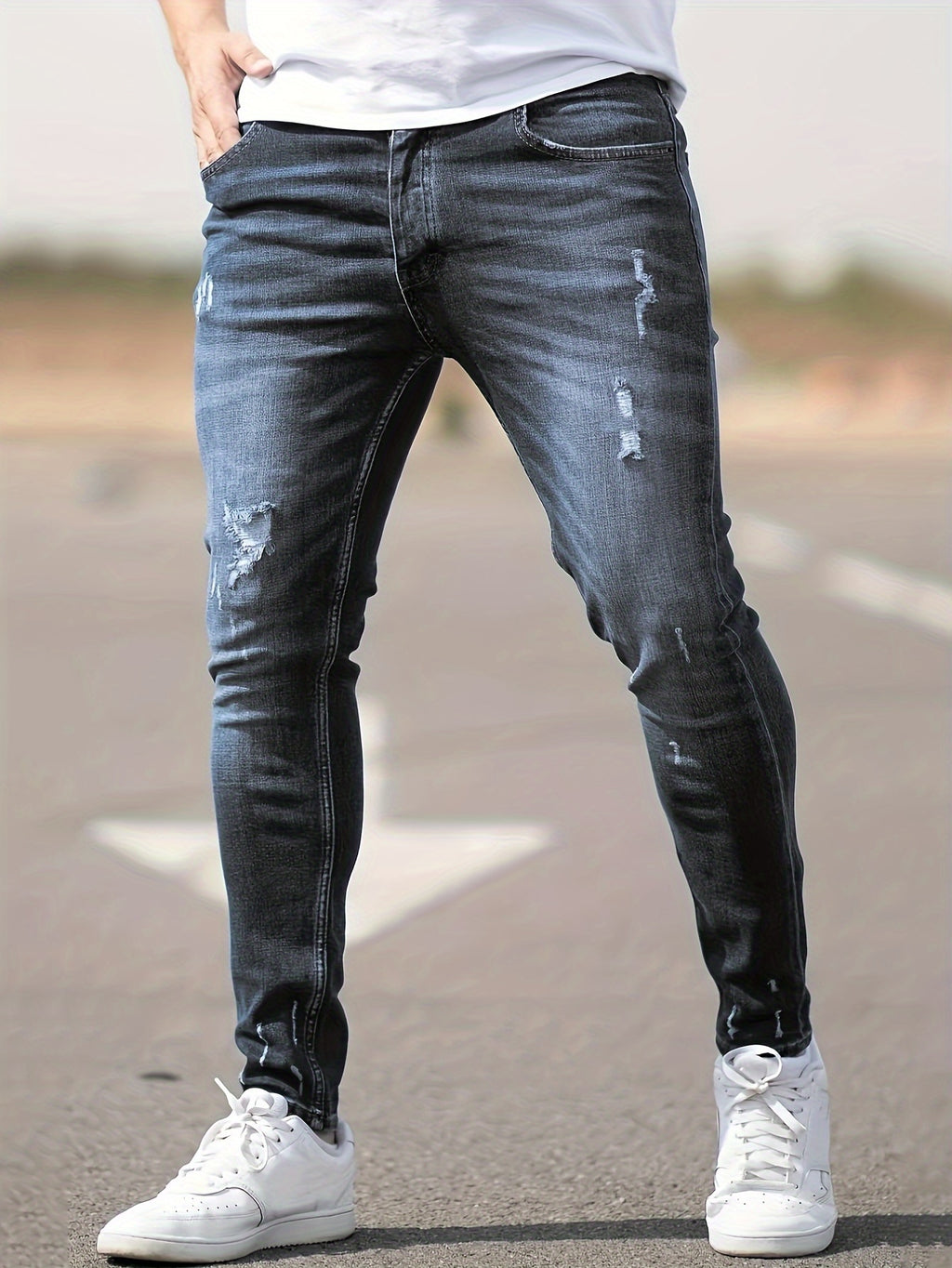 Men's Jeans, Tapered, Slim Distressed