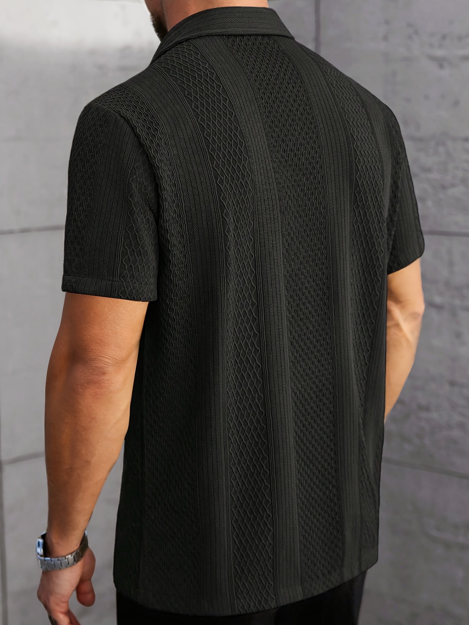 Men's Short-Sleeve Shirt, Jacquard Knit, Office Casual