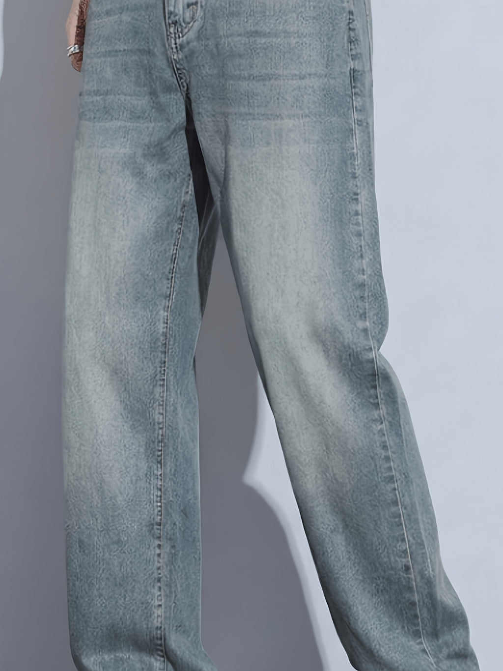Men's Tencel Trousers, Faux-Denim, Straight Stretch