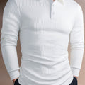 Men's Long-Sleeve Polo Shirt, Jacquard, Slim Fit