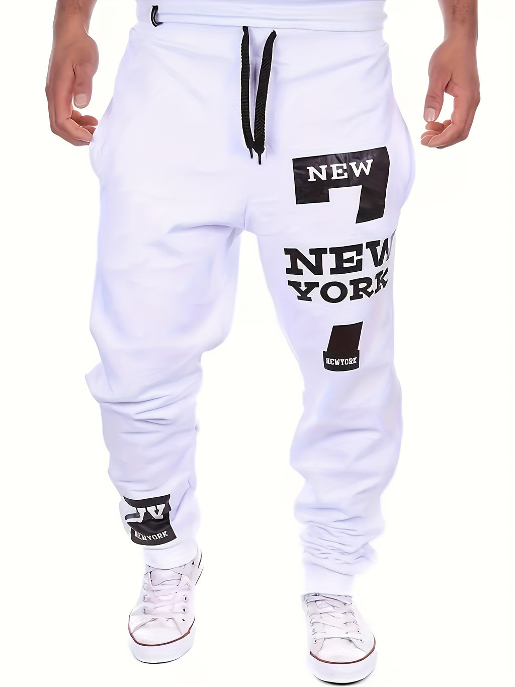Men's Sports Joggers, Letter Print, Tapered