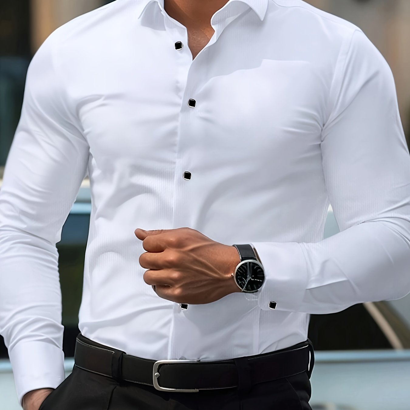 Men's Long-Sleeve Shirt, Slim-Fit, Smooth Formal