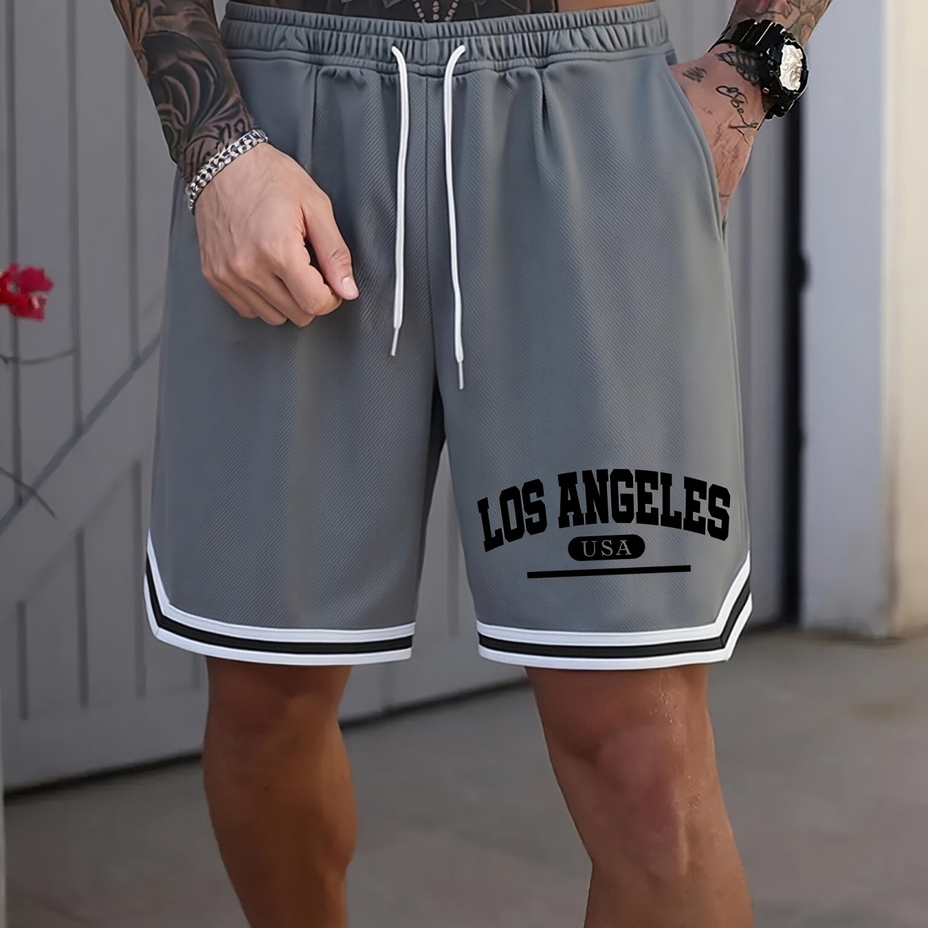 Men's Basketball Shorts, Printed, Lightweight Breathable Drawstring