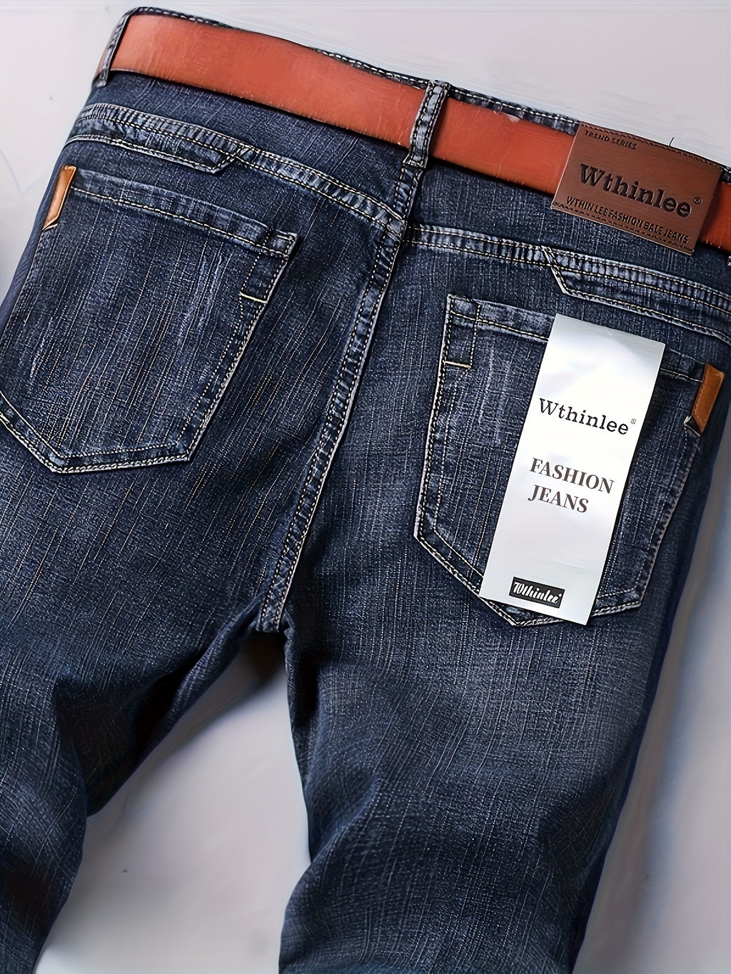 Men's Stretch Denim Trousers, Straight-Leg, Business Casual