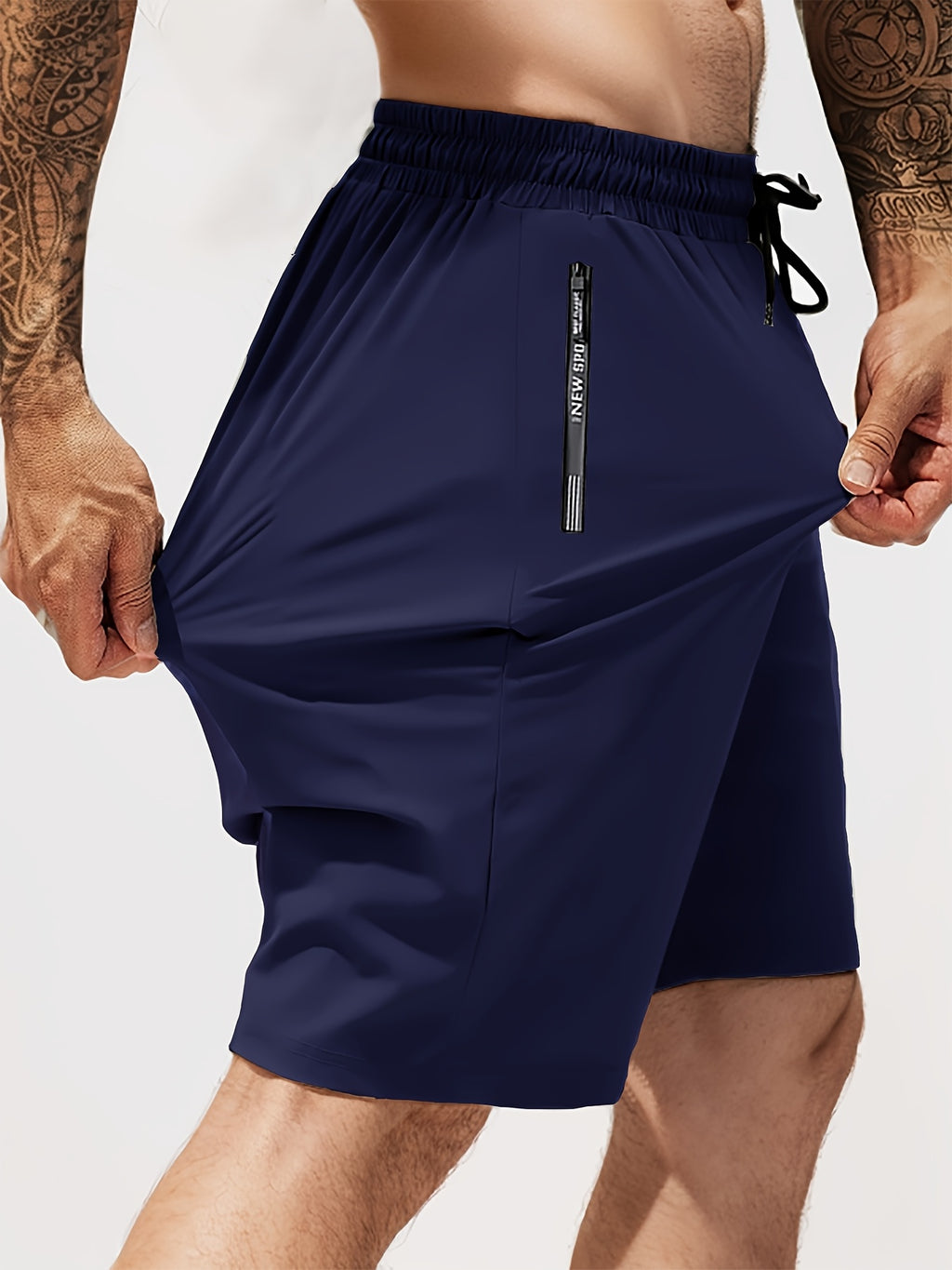 Men's Gym Shorts, Stretch Breathable, Zip Pockets