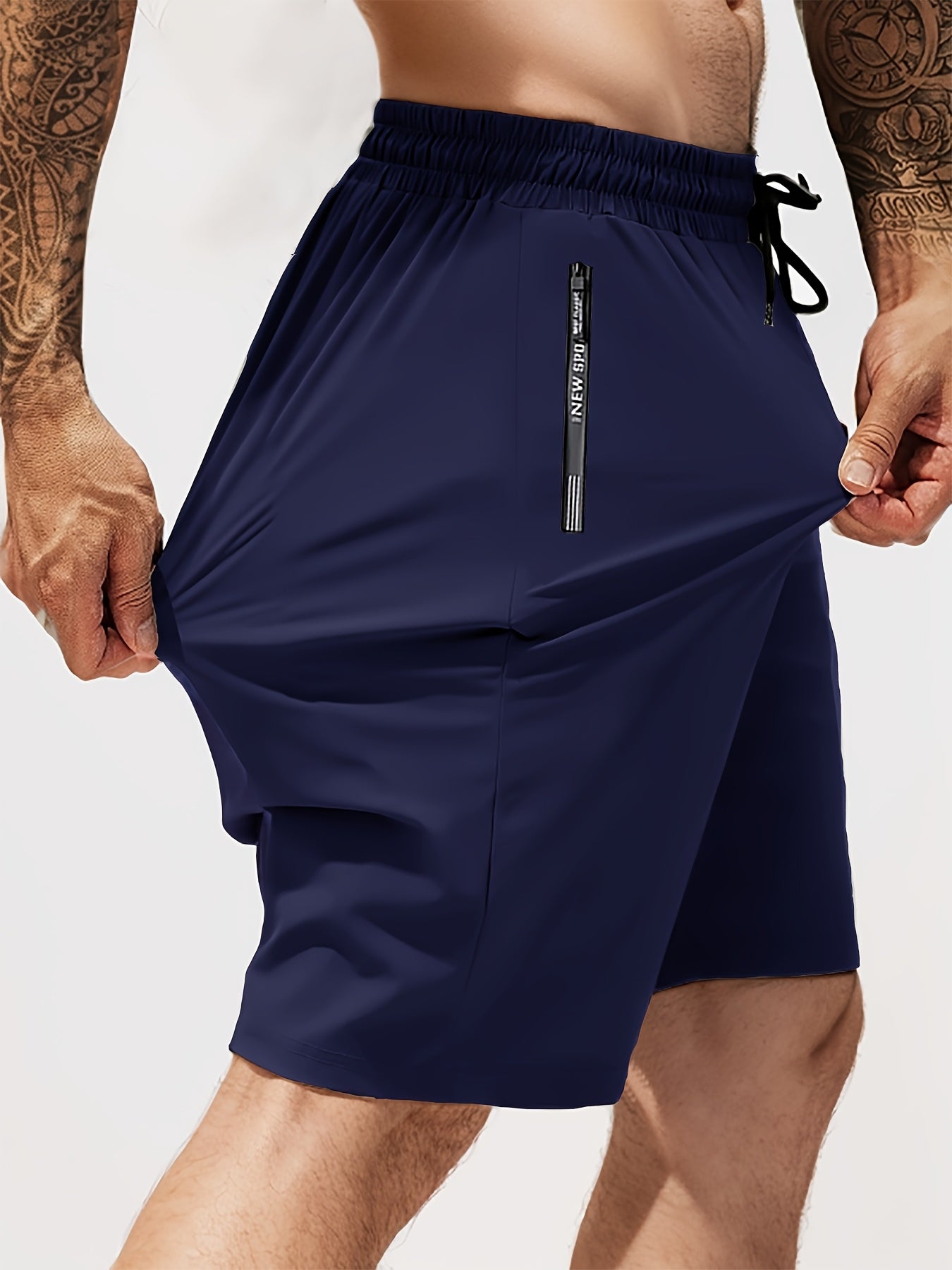Men's Gym Shorts, Stretch Breathable, Zip Pockets