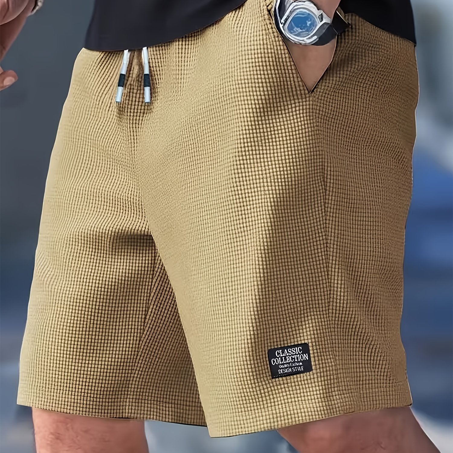 Men's Waffle Athletic Shorts, Lightweight, Multi-Pocket Drawstring