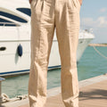 Men's Linen-Blend Slacks, Loose-Fit Business Casual