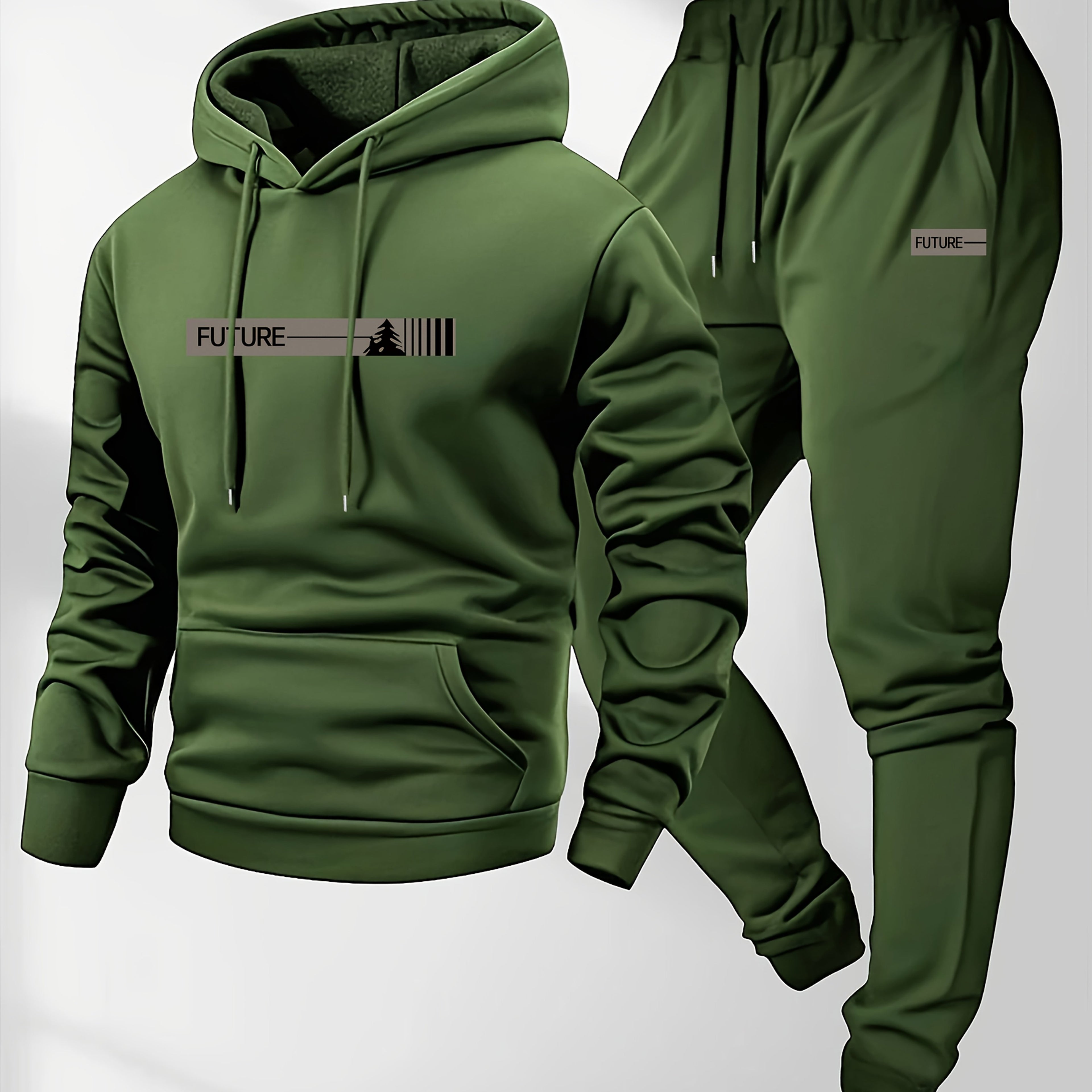 Men's Hoodie & Sweatpants Set, Casual Sport