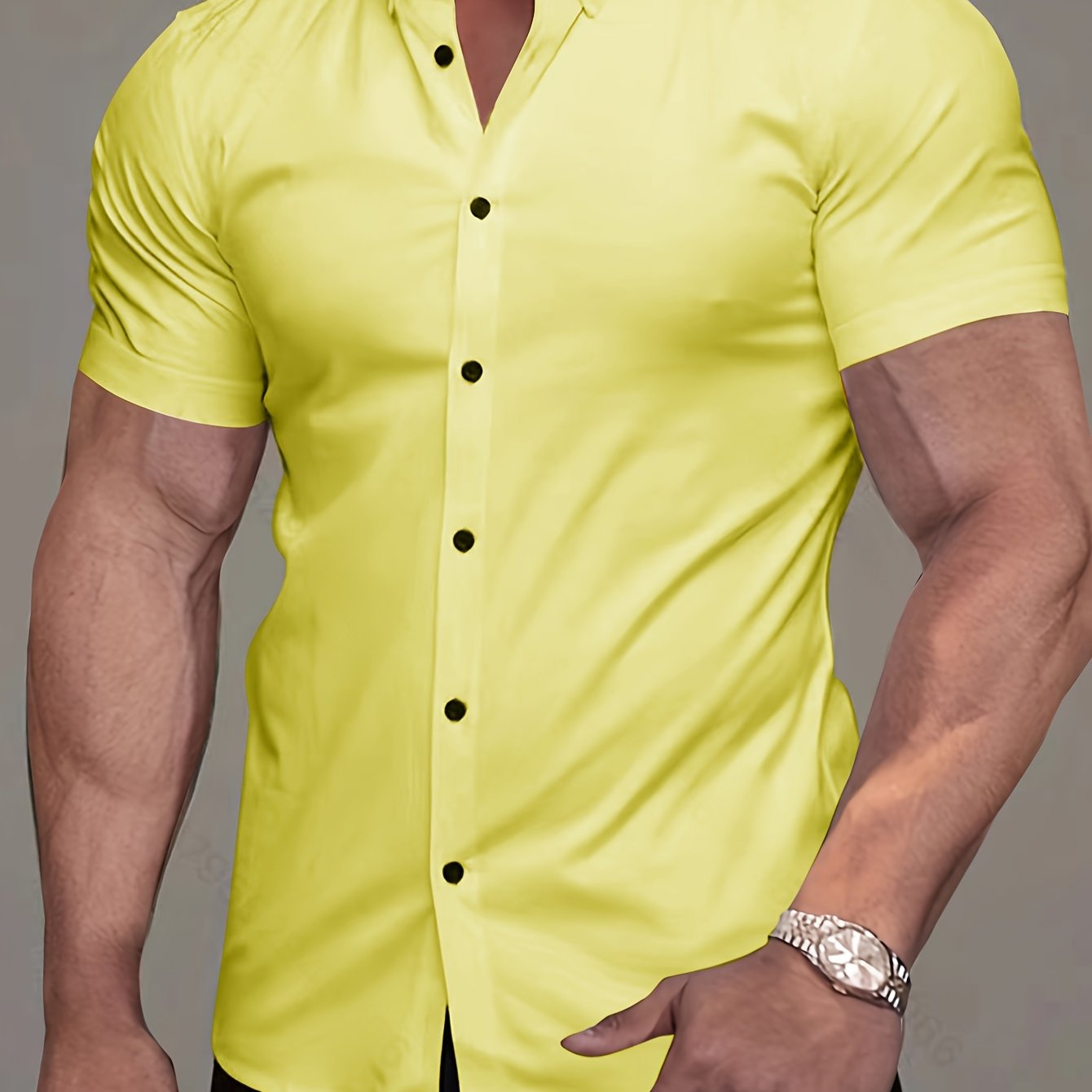Men's Short-Sleeve Shirt, Lapel, Business Casual