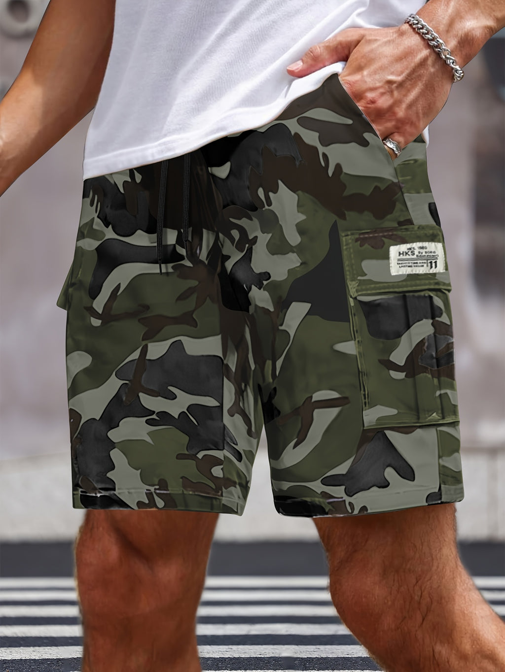 Men's Cargo Shorts, Multi-Pocket, Drawstring Loose Fit