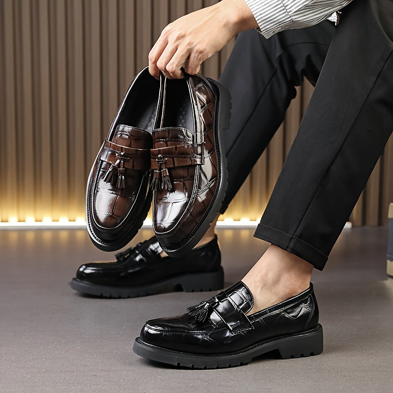 Men's Tassel Thick-Sole Dress Loafers, Round-Toe