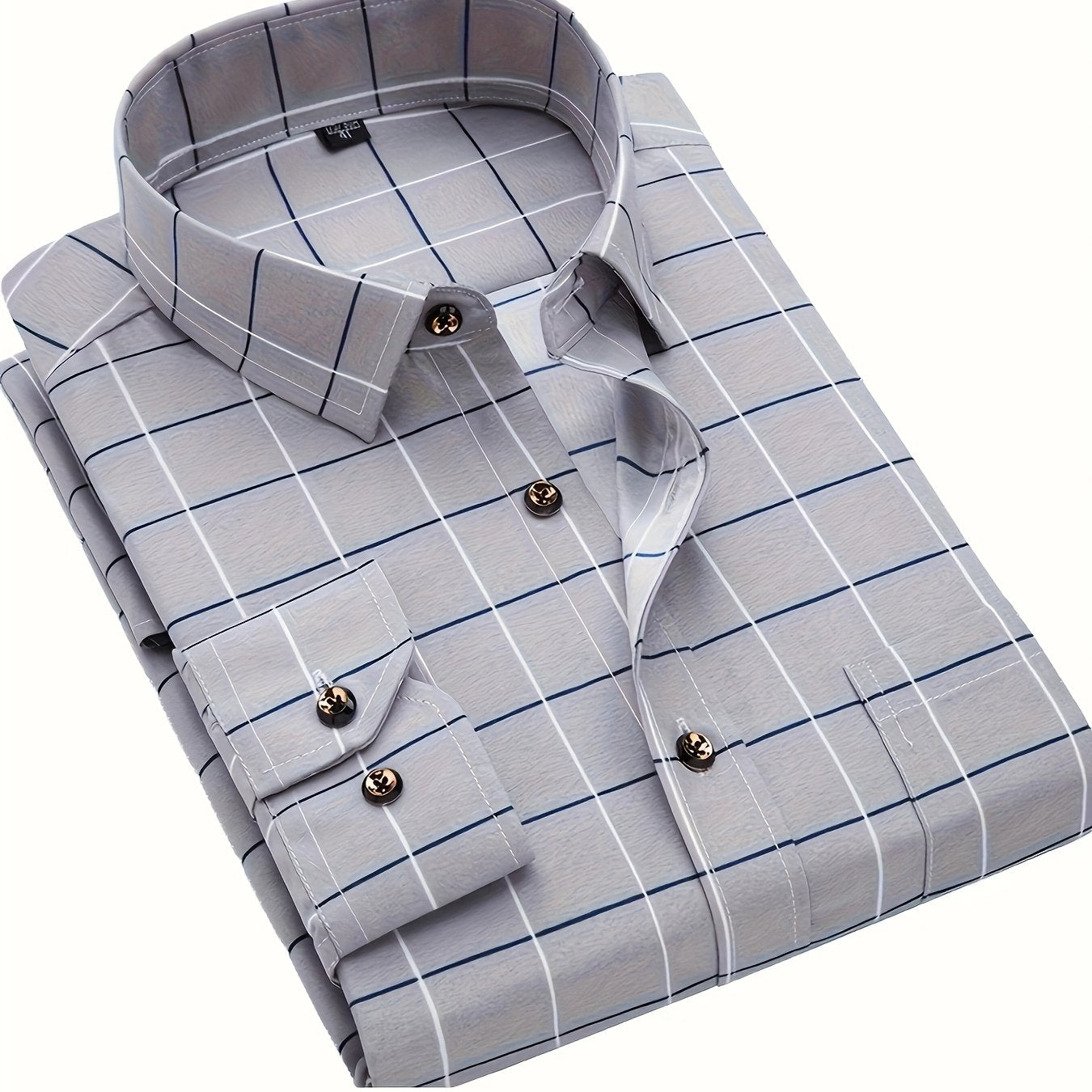 Men's Long-Sleeve Shirt, Plaid, Business Dress